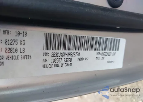 2010 Dodge Challenger Se из США, поврежденный, VIN 2B3CJ4DVXAH323770